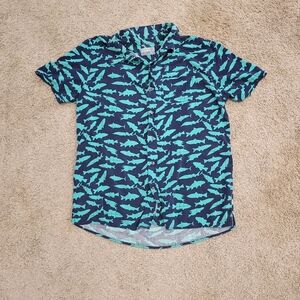 Magellan Outdoors Teal Shark Pattern Shirt